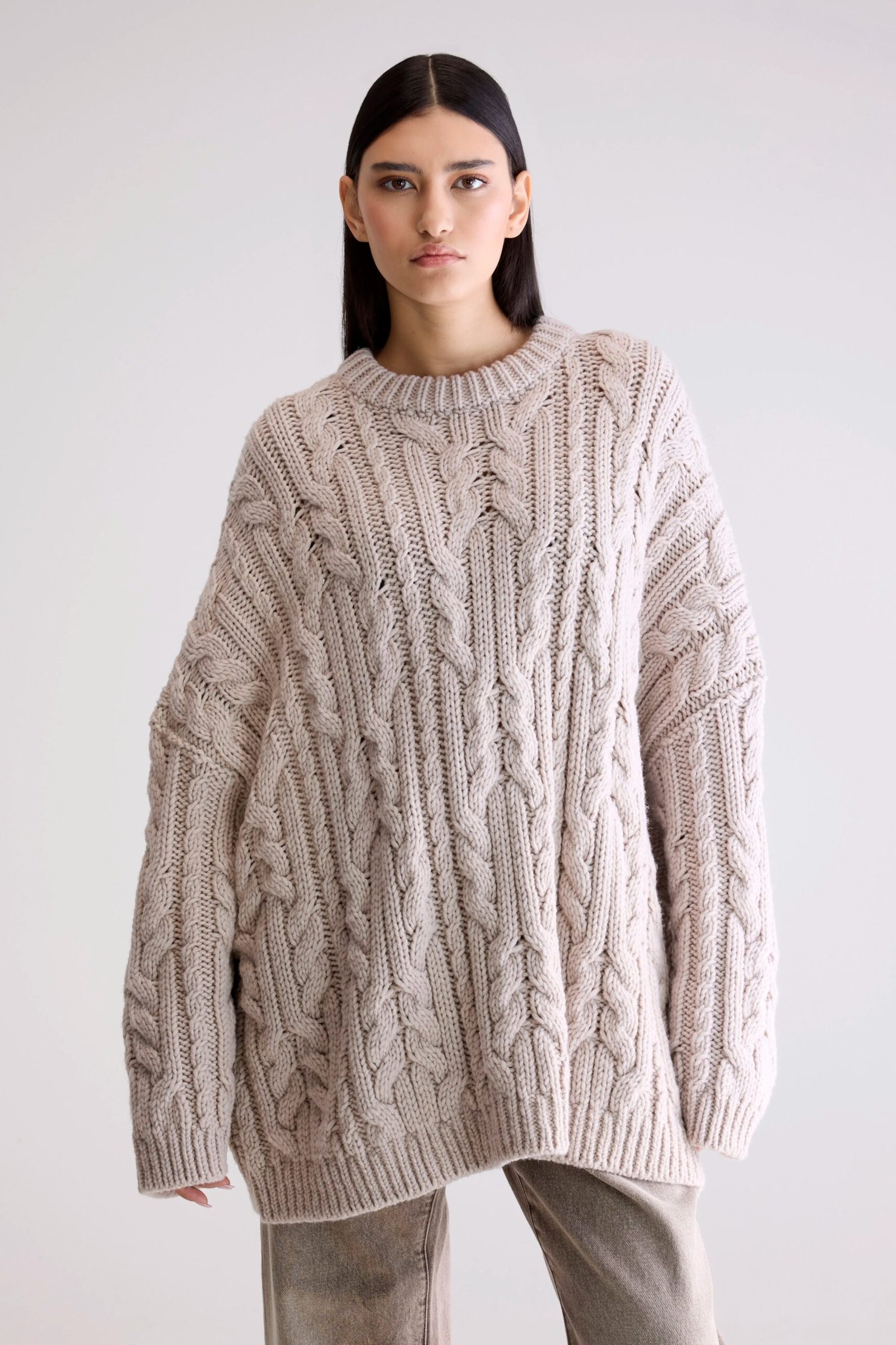 nesk cable knit sweater (252 / w / sable)