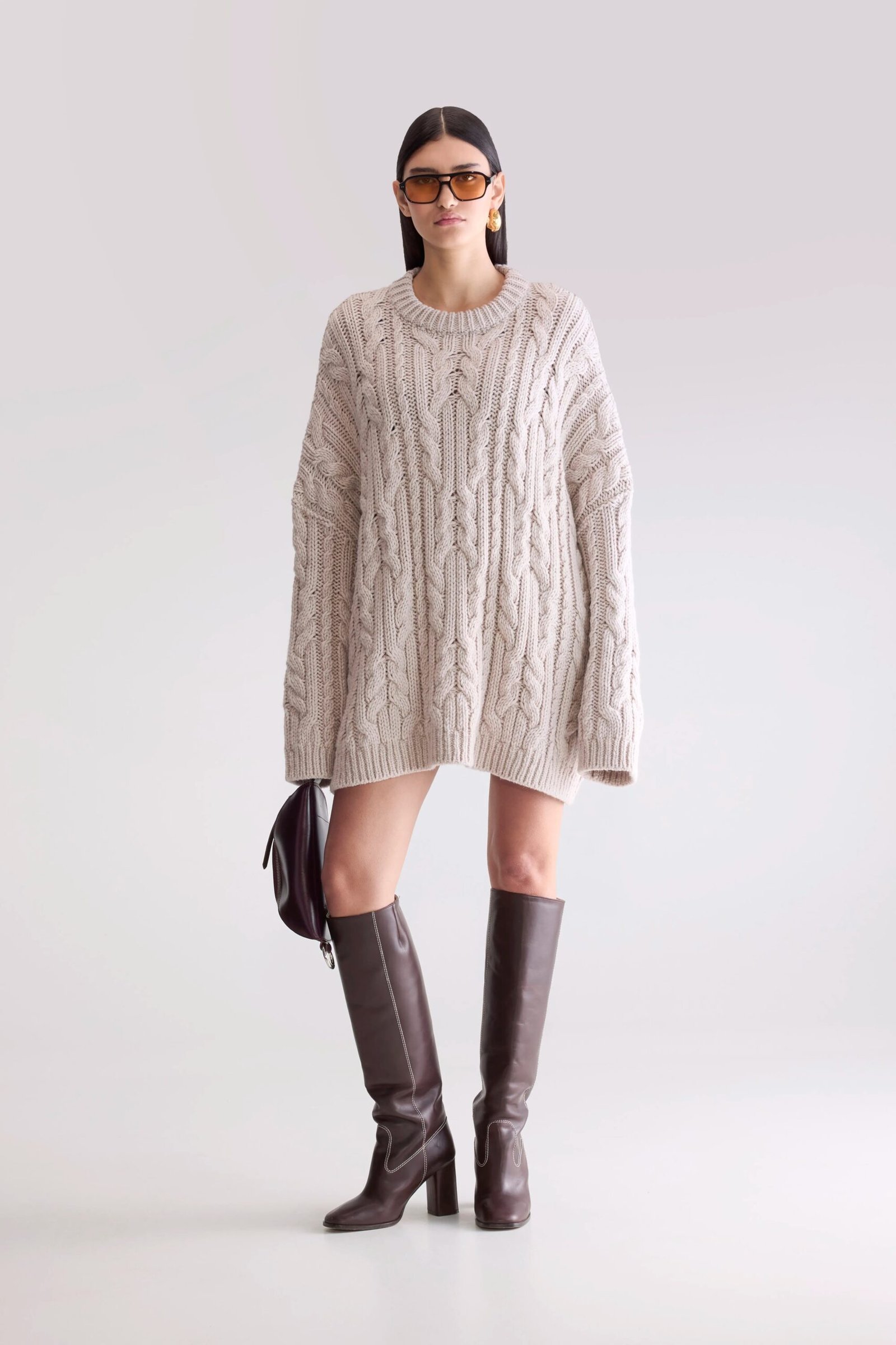 nesk cable knit sweater (252 / w / sable)