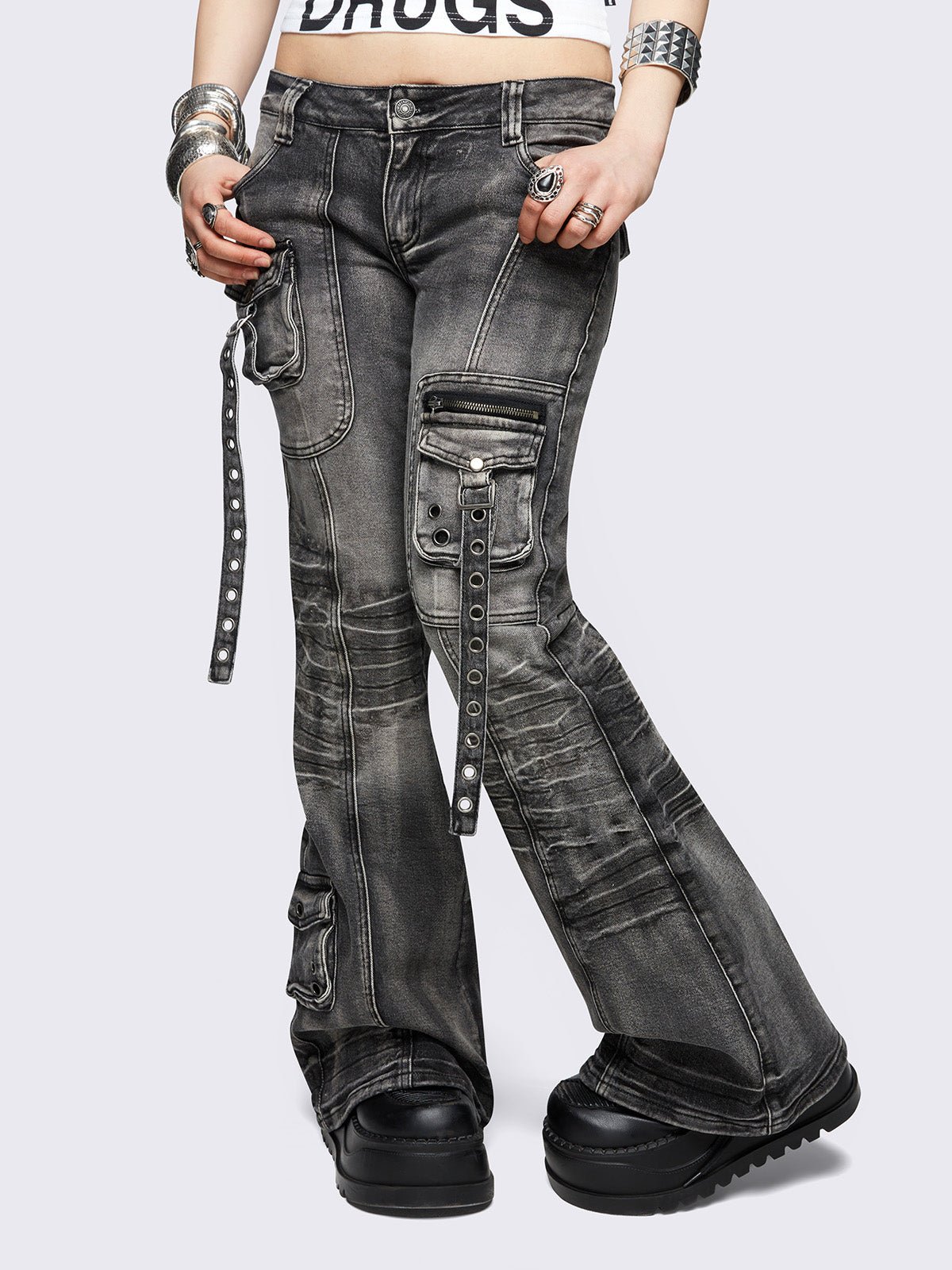 elsie black flared jeans