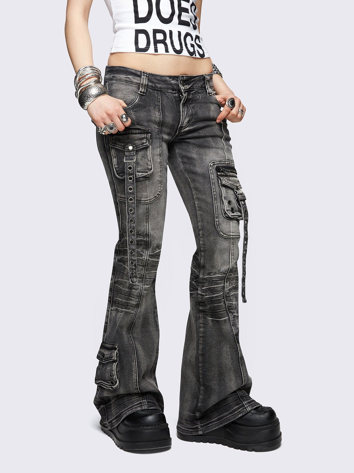 elsie black flared jeans