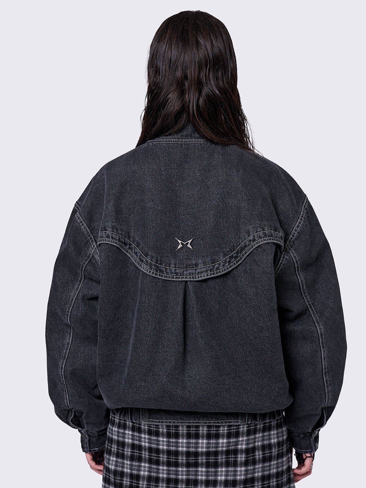 joy black denim bomber jacket